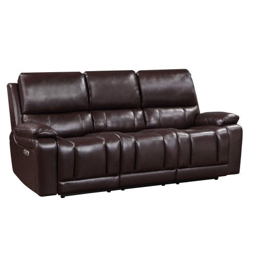 Cicero Leather Power Reclining Sofa - Brown